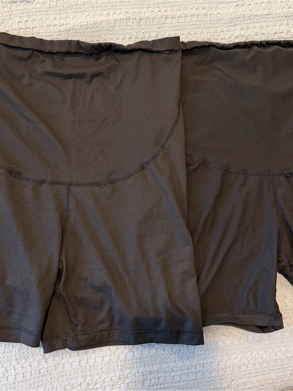 Black High-Waist Seam Detail Shorts